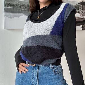 Vintage 90s Simons mohair knit cabincore sweater vest